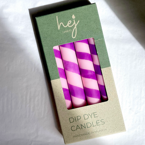 HEJ CANDLES Swirl-Kerzen rosa-lila